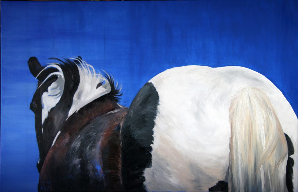 painting horse Bonte en blauw